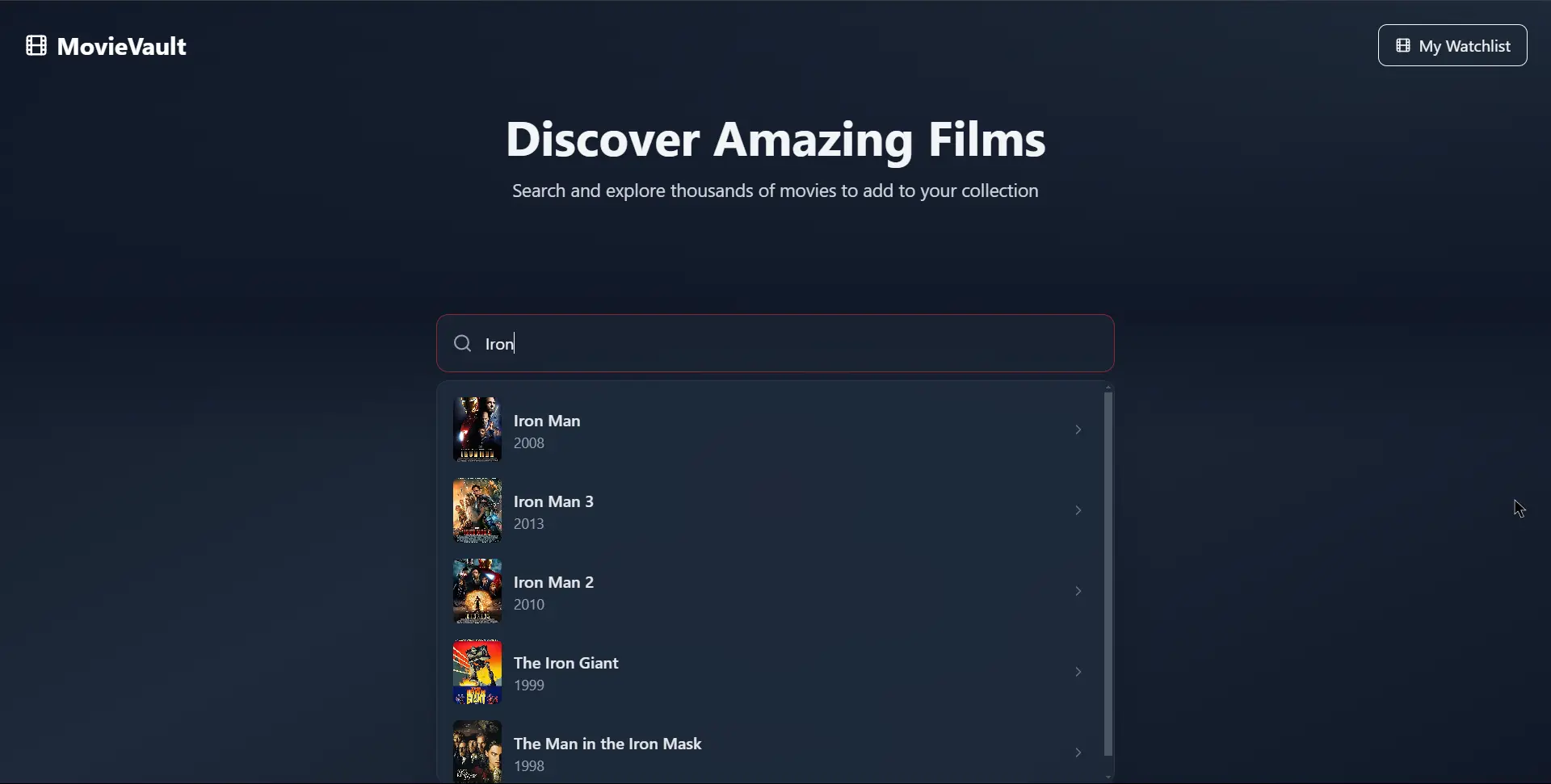 MovieVault screenshot 2